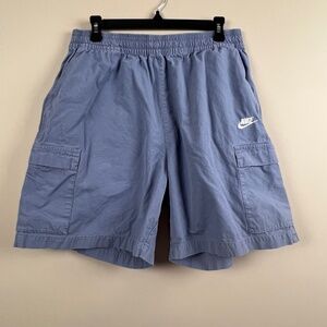 Nike Blue Elastic Waist White Swoosh Logo Shorts Cargo Men’s Large